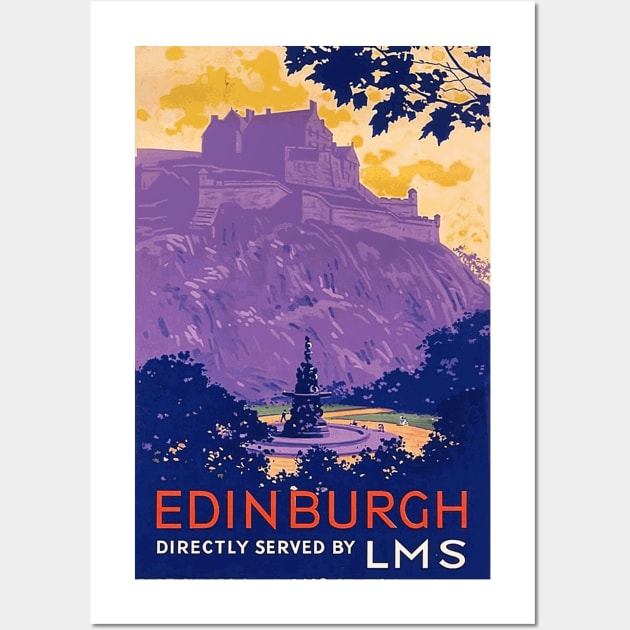 Edinburgh, Scotland - Vintage Travel Poster Design Wall Art by Naves
